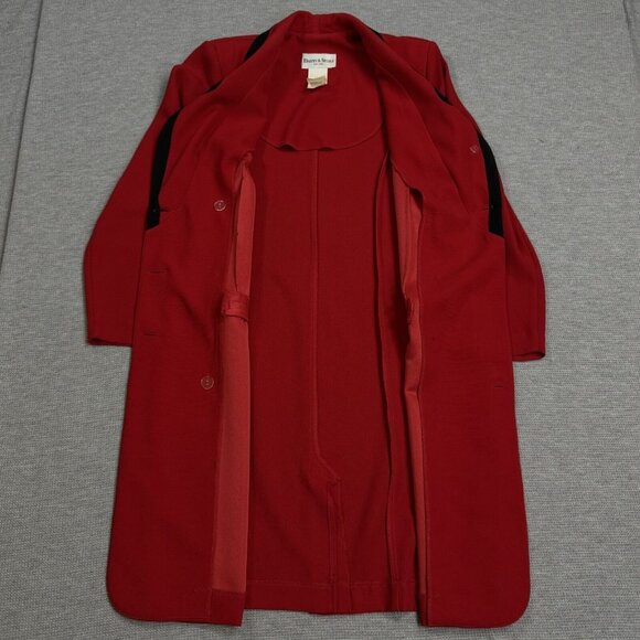 Vintage Danny Nicole Womens Red Double Breasted Dress Coat Padded Shoulders Sz 8 - Picture 4 of 16